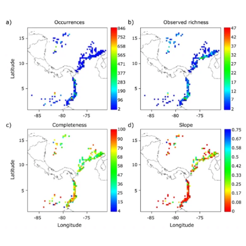 Riqueza y distribución de tiburones y rayas en Colombia